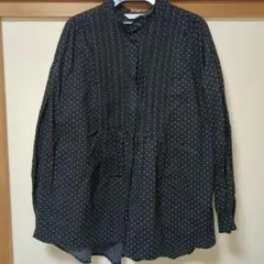 ブラウス 長袖 フリルネック ドット柄のサムネイル