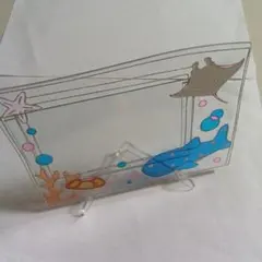 海(ジンベイザメ等)のデザイン ガラス製フォトフレーム　(美ら海水族館)