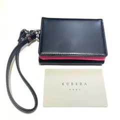 新品未使用 KUBERA 9981 三つ折り 財布 黒 × ネオンピンク 本革のサムネイル