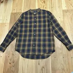 ジムフレックス バンドカラーシャツ フランネルシャツ チェックシャツ 日本製 M