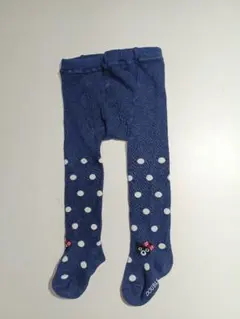 ミキハウス　ダブルビー　水玉模様 ベビータイツ ネイビー　80