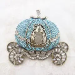 ☆ブルートルマリン輝石　かぼちゃの馬車　ブローチ　ヴィンテージ調　ブローチ