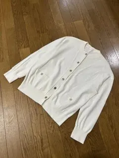 AOKI アオキ　LES MUES ホワイト 白 カーディガン L 金ボタン