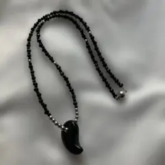 オニキス勾玉ブラックスピネルネックレス　約52cm