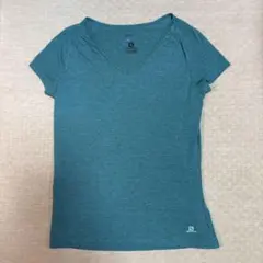Salomon Vネック半袖Tシャツ Sサイズ 青緑のサムネイル
