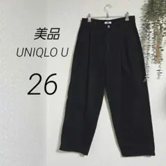専用　美品　ユニクロユー　デニムタックパンツ　黒　26　M　ブラック　ワンタック