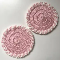 【枚数追加OK】ピンクのクリスマスコースター2枚セット