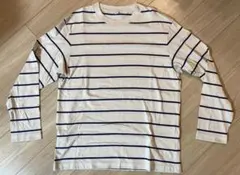 アイボリー/ネイビー ストライプ ロングTシャツ