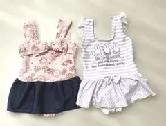 アンパンマン&ミッフィ女の子用花柄フリル水着 100㌢