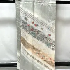 D937訪問着 七宝地模様 金駒刺繍 手描き花模様 正絹 着物 袷 未使用極