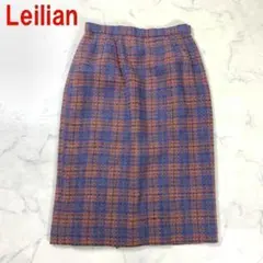 A2533 レリアン タイトスカート ロング ウール チェック 青 ピンク ９