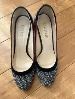 UNTITLED ツイード風ハイヒール ブラック/ボルドー