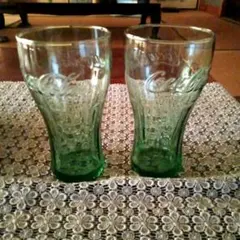 Coca-Cola グリーンガラスコップ 2個セット
