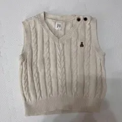babyGAP アイボリー ケーブル編み ノースリーブベスト