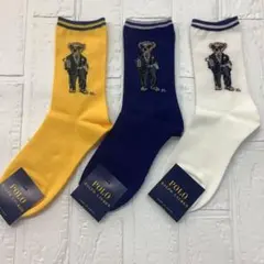 POLOラルフローレン　ポロベア　婦人ソックス　綿混　靴下　3足組