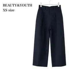 ビューティーアンドユース/ワイドパンツ/タック入り/コットン/XS/ネイビー