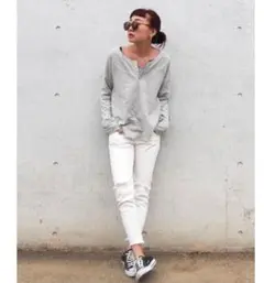 Ungrid クラッシュホワイトフレイドヘムストスリ