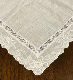 新品WAKO ホワイト レース ハンカチ 約42cm