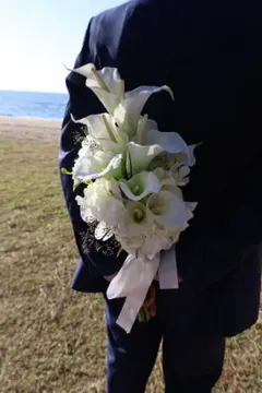 【美品】アーティシャルフラワー　ホワイト ブーケ カサブランカ