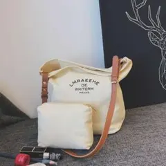 【ブラウン・ポーチ付き】 大容量トート