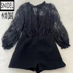 スナイデル　オールインワン　パンツ　ブラウス　レース　ブラック　サイズ0【S】