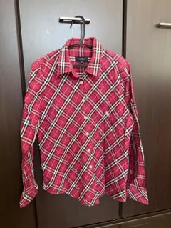 中古　BURBERRY レッドチェック柄 長袖シャツ M