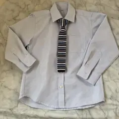 キッズ フォーマルシャツ ネクタイ 水色 120 長袖 ネクタイ付き