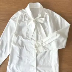 コムサイズム　ボウタイブラウス　ポリエステルコットンブロード　9号　M