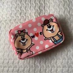 新品未使用　W♡C ダブルシー　クマタンドット柄ポーチ　ピンク大　平成レトロのサムネイル