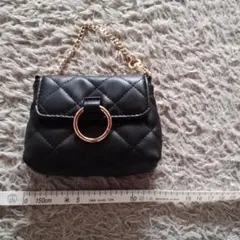 黒いキルティングミニバッグ　エコバッグ