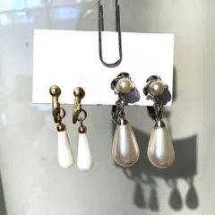ホワイトパール風ドロップイヤリング