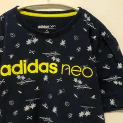 ​【美品】アディダスネオ 総柄Tシャツ ネイビー 希少 Lサイズ ユニセックス