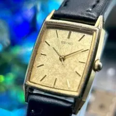 80s' SEIKO vintage スクエア ゴールド文字盤 レクタンギュラー - メルカリ