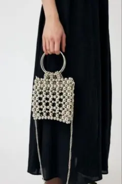 MOUSSY SILVER BEADED MINI BAG