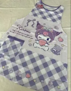 新品⭐︎サンリオ クロミ　ダバード型エプロン　パープルチェック 保育士エプロン