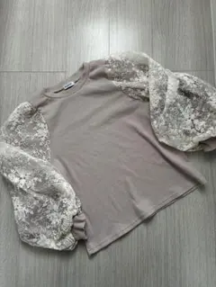 刺繍レースパフスリーブトップス Mサイズ