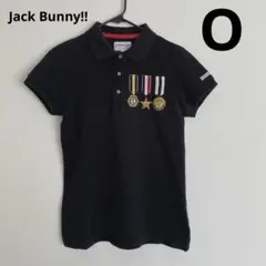 Jack Bunny!! レディース 半袖ポロシャツ 黒 O メダル ワッペン