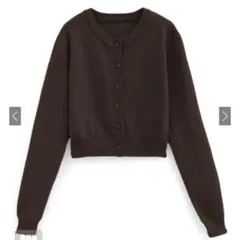 GRL ダークブラウン ボタン付き クロップドカーディガン