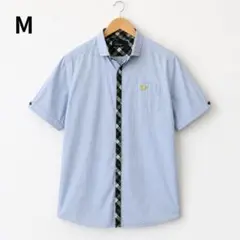 フレッドペリー 半袖シャツ M 水色 チェック柄 前立てデザイン ライトブルーのサムネイル