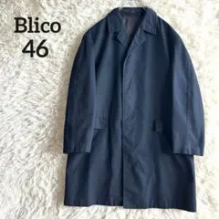 Blico ブリコ◇ステンカラーコート バルマカーン ロング 46 ネイビーのサムネイル
