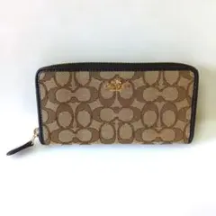 Coach　長財布　ラウンドファスナー　シグネチャー　ダークブラウン