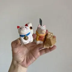 難あり　おみくじ　縁起物　招き猫　狛犬　鹿　陶器製　木製　置物　ミニチュアのサムネイル