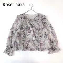 【Rose Tiaraローズティアラ】長袖ブラウス　花柄　フリル マルチフラワーのサムネイル