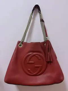 むぎ様専用　GUCCI レッド ハンドバッグ ロゴ入り