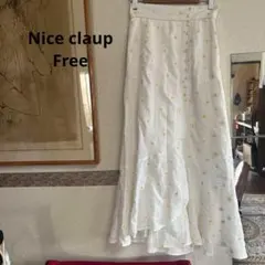 Nice claup 花柄ロングスカート ホワイト マーガレット　フリー可愛い