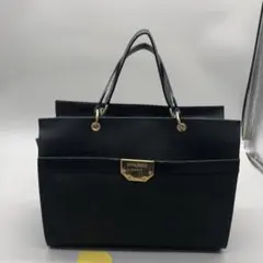 ニナリッチ　ハンドバッグ　PVC レザー　黒　ブラック NINA RICCI　D