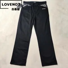 未使用タグ付　サブサエティ　ワークパンツ　ペイズリー柄　コットン　M　黒