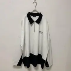 【WEGO/LUCY】ドルマンポンチハーフジップロンT バイカラー【M】ゆったり