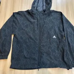 adidas 幾何学模様 ブラック ウィンドブレーカー L