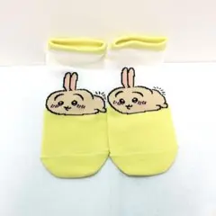 ちいかわ ソックス メッシュ編み 23〜25cm スニーカー丈 うさぎ 黄色